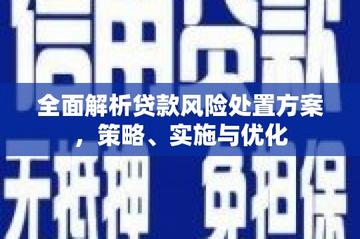中江全面解析贷款风险处置方案，策略、实施与优化