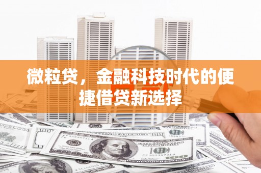 中江微粒贷，金融科技时代的便捷借贷新选择
